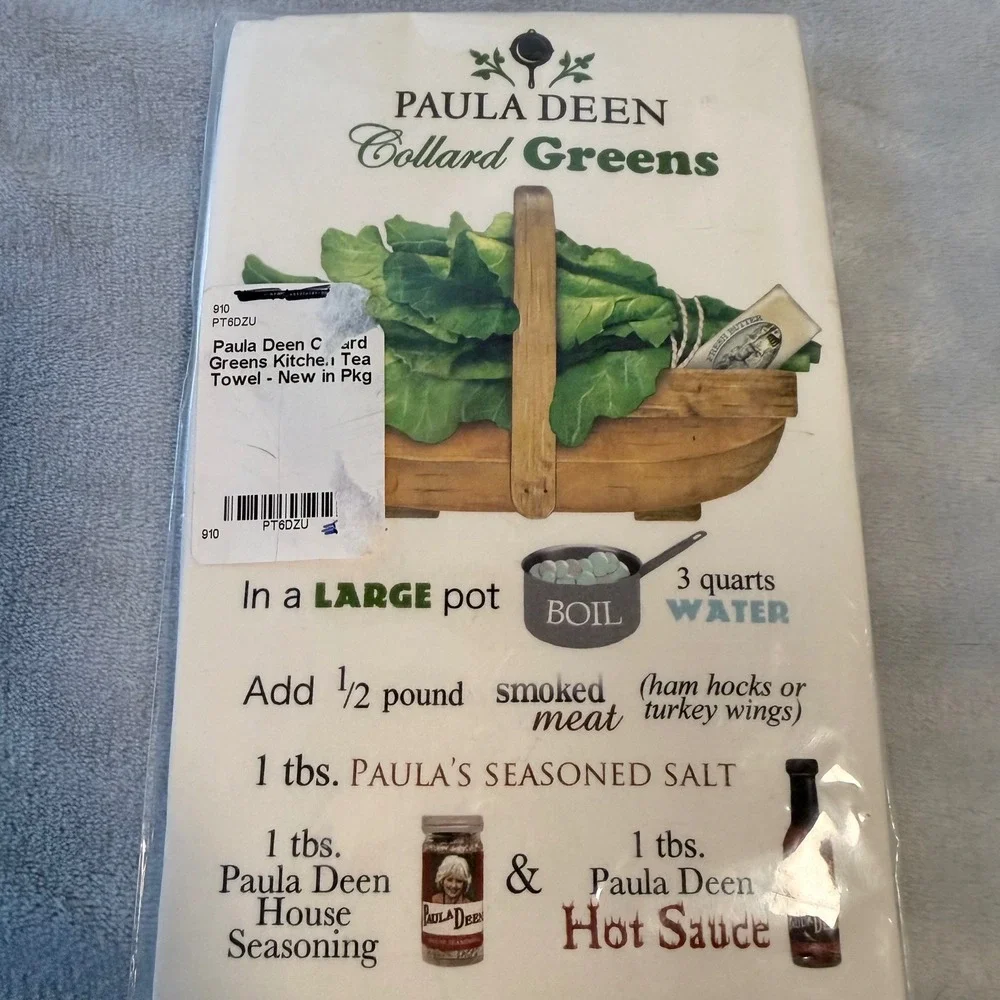Paula Deen Collard Greens Recipe Kitchen Tea Towel New in Package